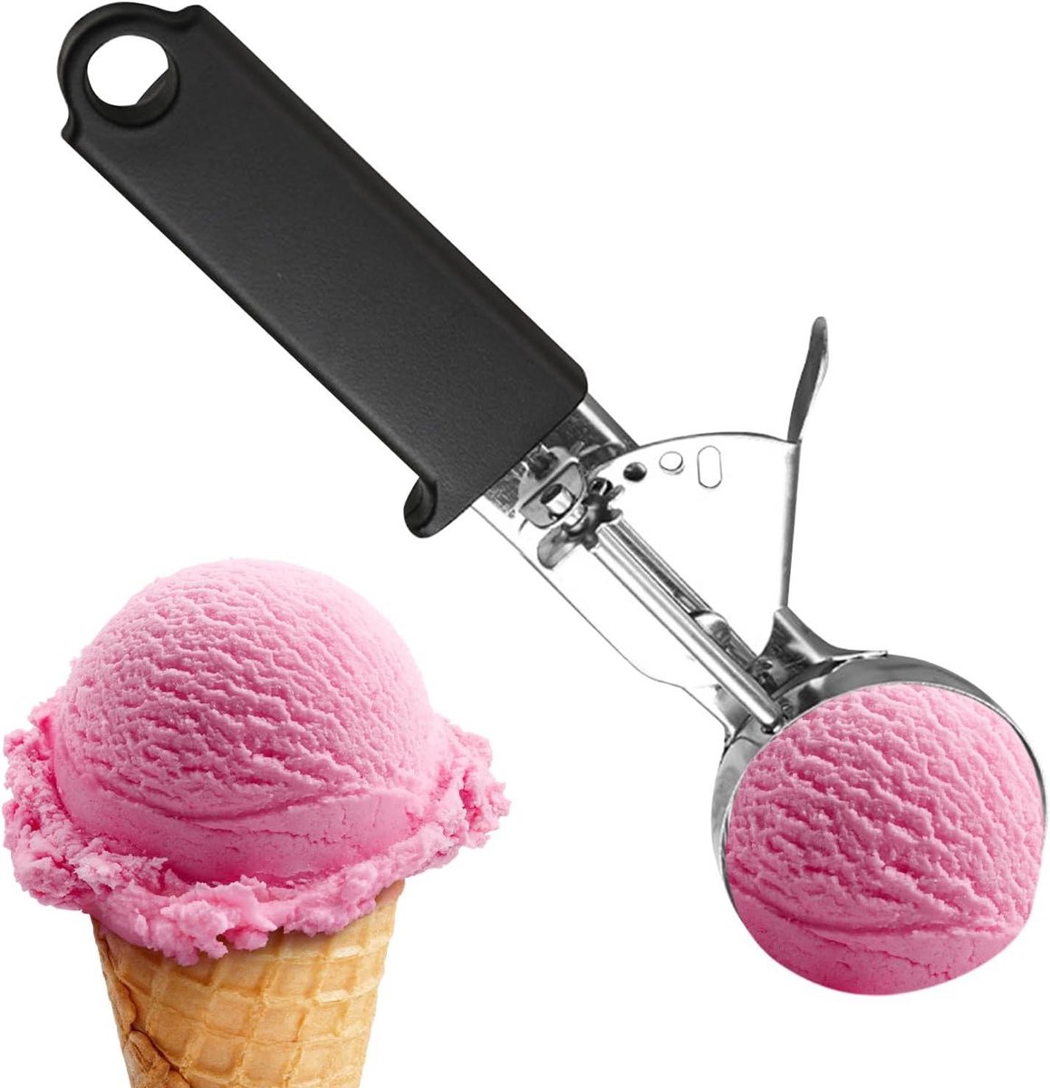 Koekjes Schep - Portie Schep - Bakken en Serveren - Roestvrij Staal - 23 cm Lengte - Zwart