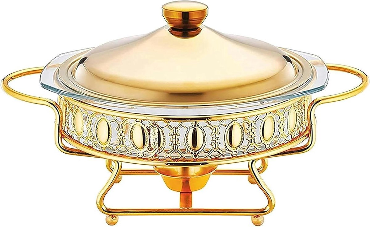Voedselwarmer Buffet - Schaafschotel Set - Eten Warm Houden - Gelijkmatige Warmte - 2 Liter Capaciteit - Zilver