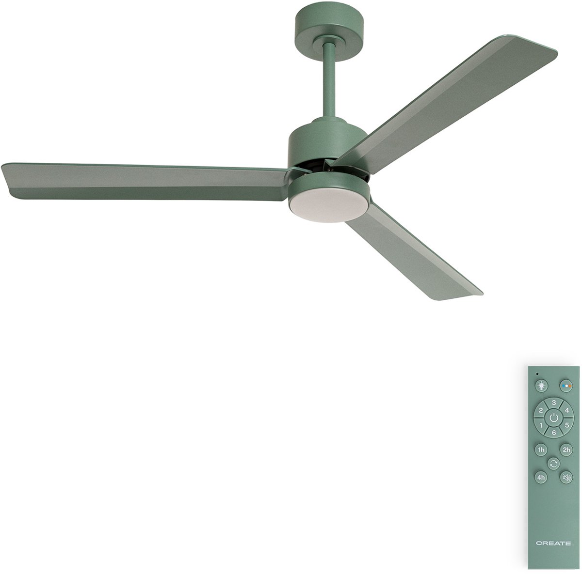 CREATE - Stille plafondventilator 40W met licht - Sage - Ø132cm - Afstandsbediening - WIND MODERN