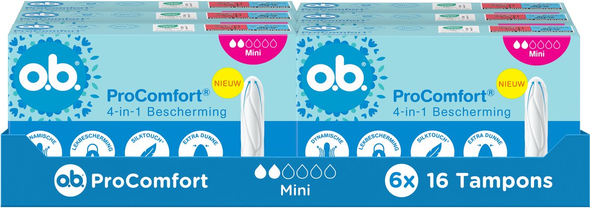 o.b. ProComfort Mini - tampon lichte tot normale menstruatiedagen - 6 x 16 tampons