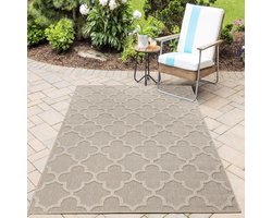 HomebyHome Tapijt, sterk en wasbaar, voor binnen en buiten, 120 x 170 cm, beige, sisal-look, plat weefsel, tapijt voor balkon, camping en terras