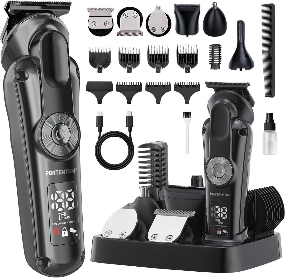 Professionele Tondeuse Set Heren Baardtrimmer Precisie Scheren USB-C