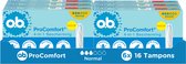 o.b. ProComfort Advanced Normal - 4-in-1 bescherming - tampons - tampon gemiddelde tot zwaardere menstruatiedagen - 6x16 tampons