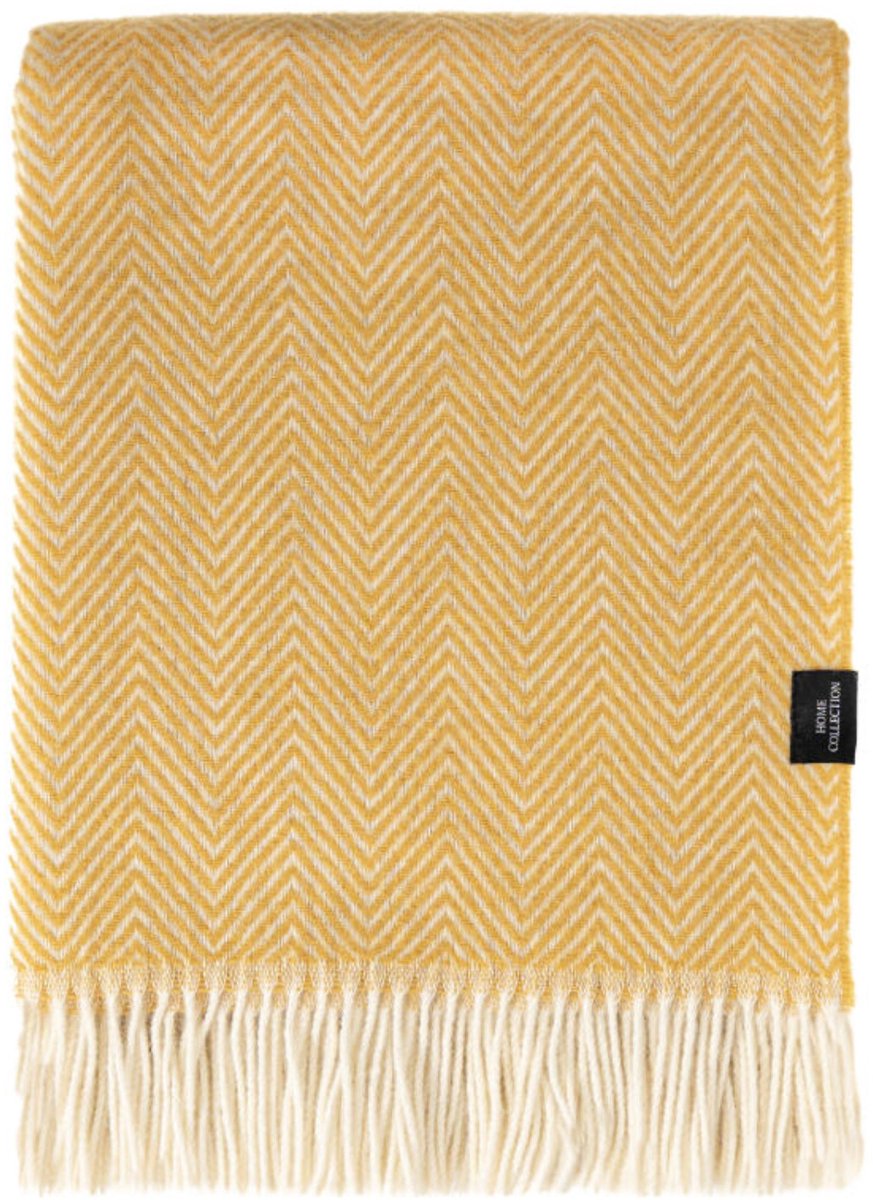 WOOOL® Plaid - Manhattan (Geel) - 140x200cm - 100% Wol