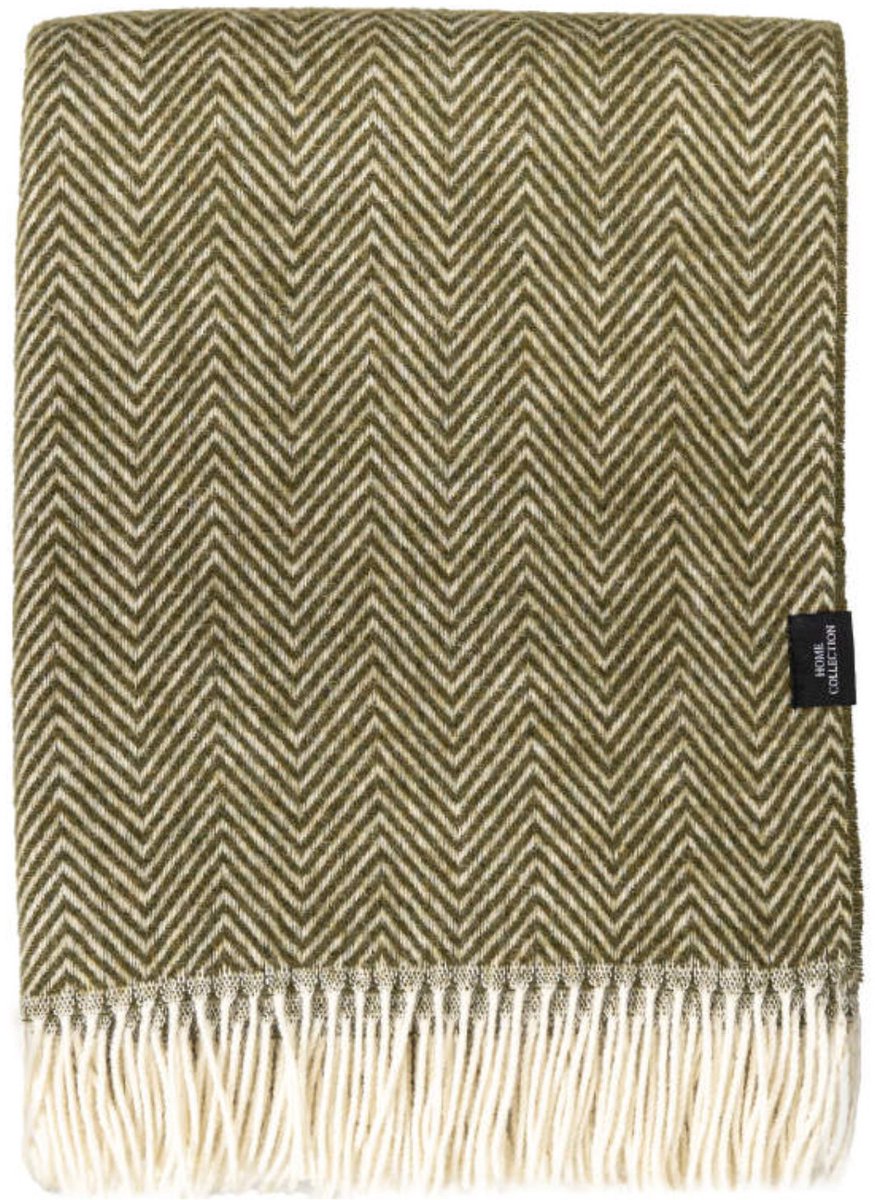 WOOOL® Plaid - Manhattan (Mosgroen) - 140x200cm - 100% Wol