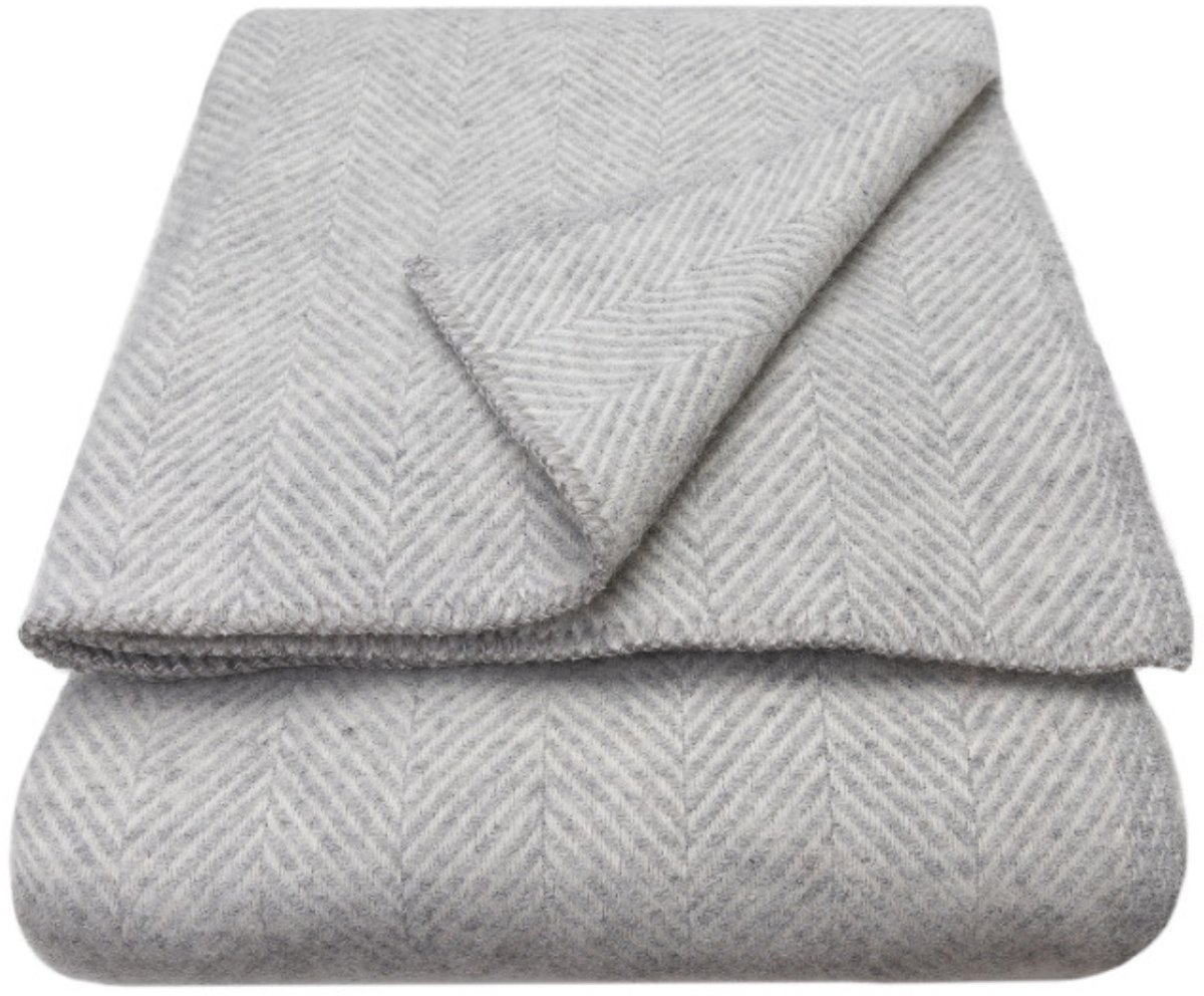 WOOOL Luxury Deken - ALASKA (Silver Grey) 150x183cm - 100% Wol Grijs