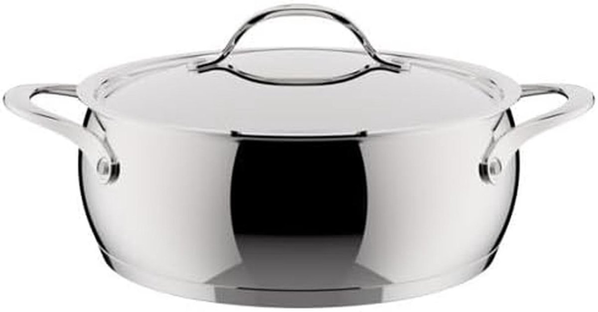Ronde Kookpan 26 cm RVS Inox Hoge Bodem Geschikt voor Alle Warmtebronnen