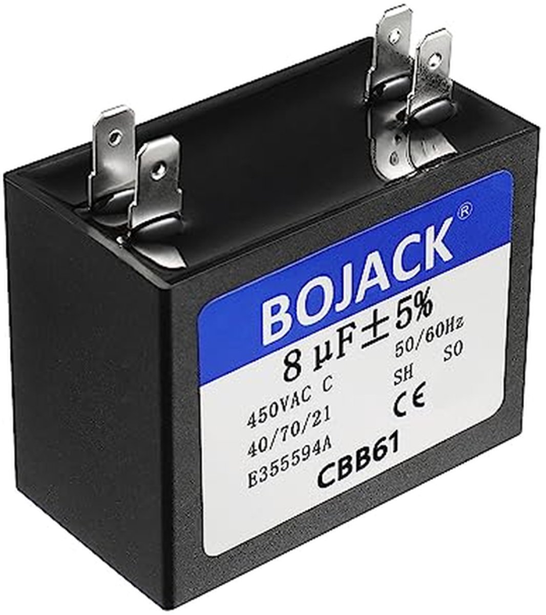 Condensator 8uF 450V AC - Polypropyleen Duurzaam voor Plafondventilator, Generator en Waterpomp