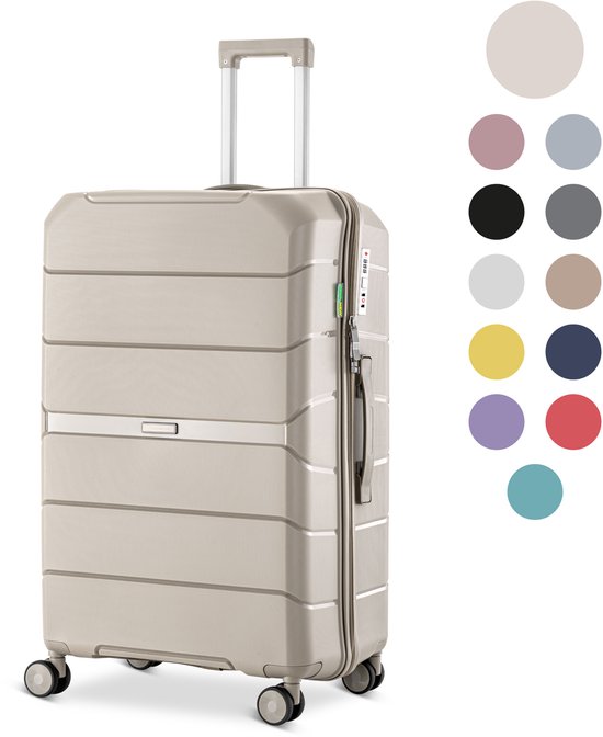 SKYCASES Urban Adventurer - Medium Reiskoffer - Cijferslot - 44x27x66cm - 78L - Trolley met Kofferslot - Spinner wielen - Beige