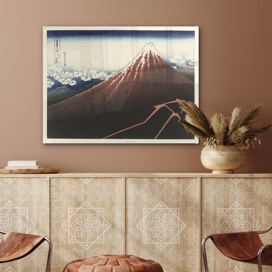 Orage au pied du mont Fuji - Peinture de Katsushika Hokusai Plexiglass 80x60 cm - Tirage photo sur Glas (décoration murale en plexiglas)