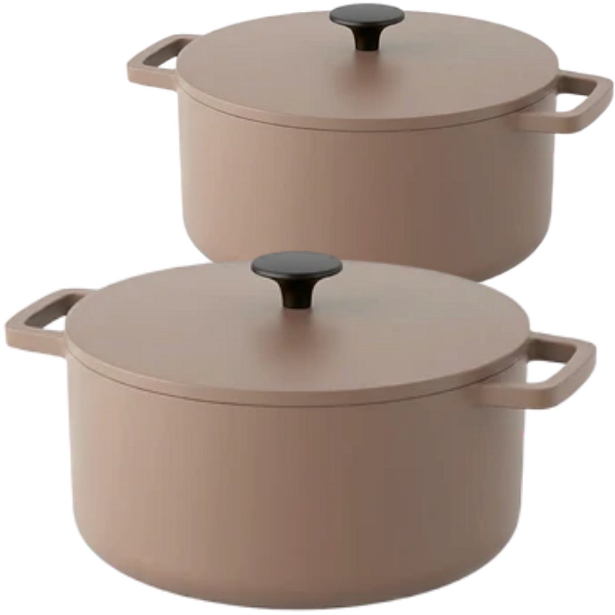 Cook & Pan - Taupe of Mind Gietijzeren Braadpannenset 2-delig - PFAS vrij - Inductie - Non stick - 25 jaar garantie - Taupe