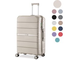 SKYCASES Urban Adventurer - Grote Reiskoffer - Cijferslot - 49 × 30 × 75cm - 110L - XL Rolkoffer Groot - Spinner wielen & Kofferslot - Beige