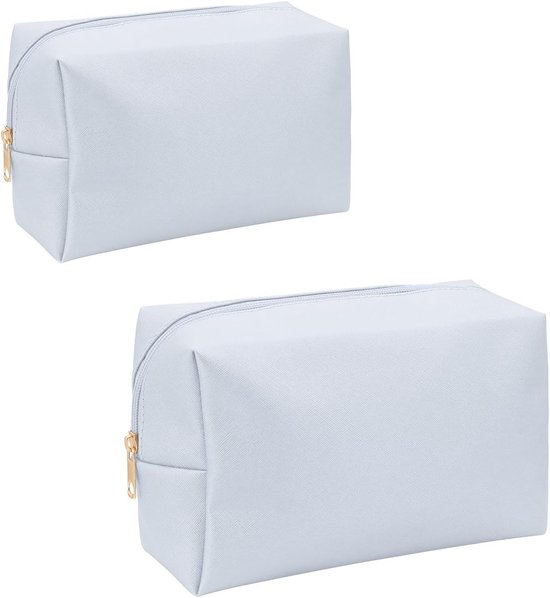 Reis Make-up Tas Set van 2 Stuks, Waterdicht en Ruim, Lichtblauw, Perfect voor Vrouwen en Meisjes
