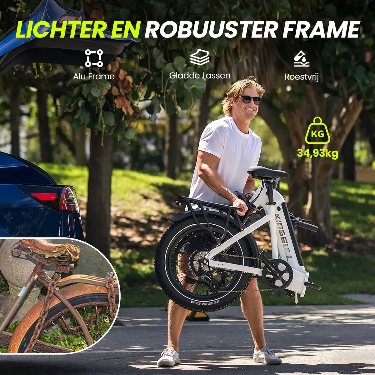 Maxtron Verve Opvouwbare Elektrische Fiets– 960Wh Accu –20×4.0 Inch Fatbike Banden –Actieradius tot 130 km –Voor- en Achter Hydraulische Schijfremmen –ZOOM Aluminium Verende Voorvork met Lock-out– Shimano 8 Versnellingen– Elektrische Stadsfiets – Wit thumbnail 8