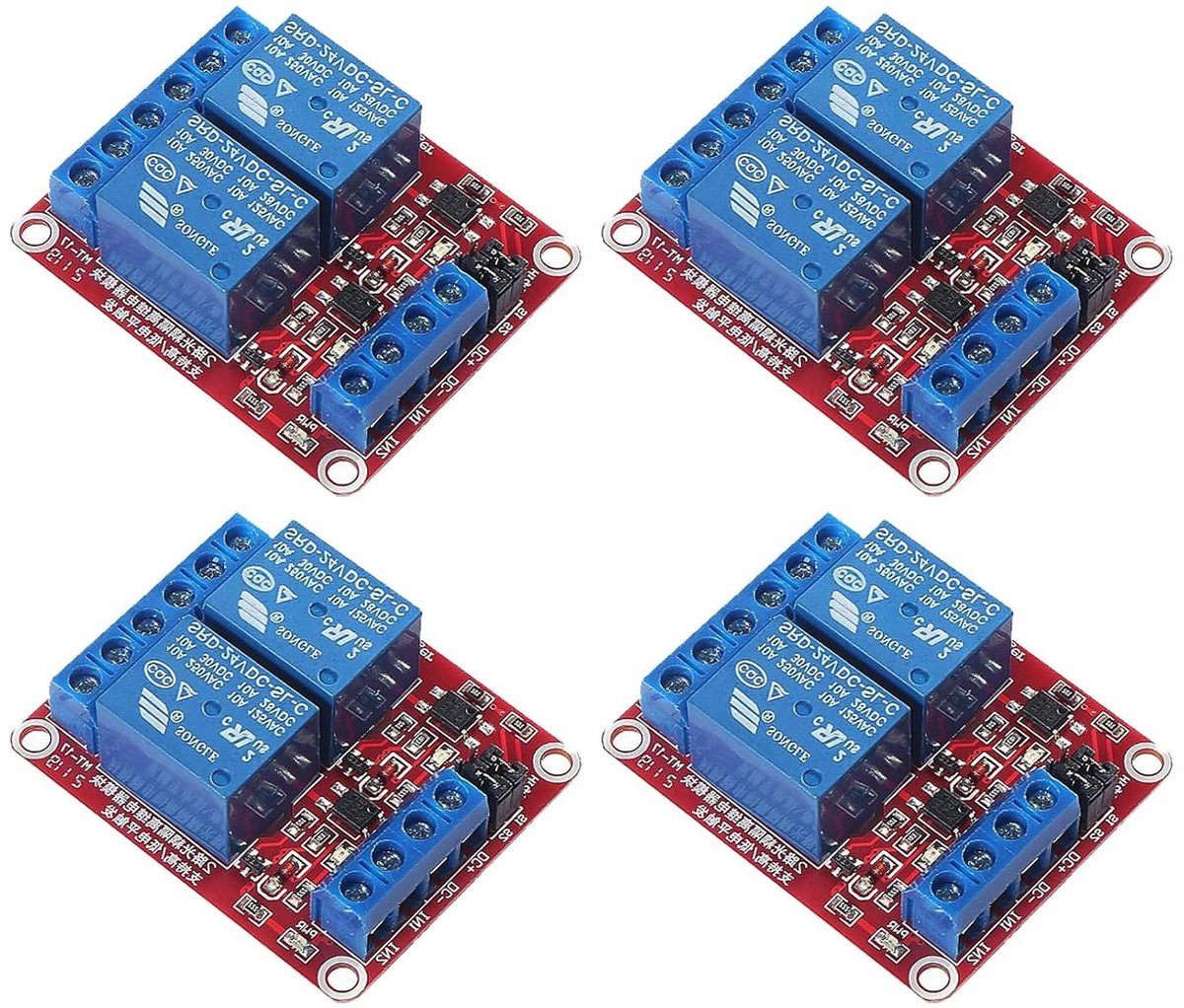 4 Stuks 2 Kanaals 24V Relay Module met Optocoupler - Hoog of Laag Niveau Trigger Uitbreidingsplaat voor Raspberry Pi en Arduino Projecten