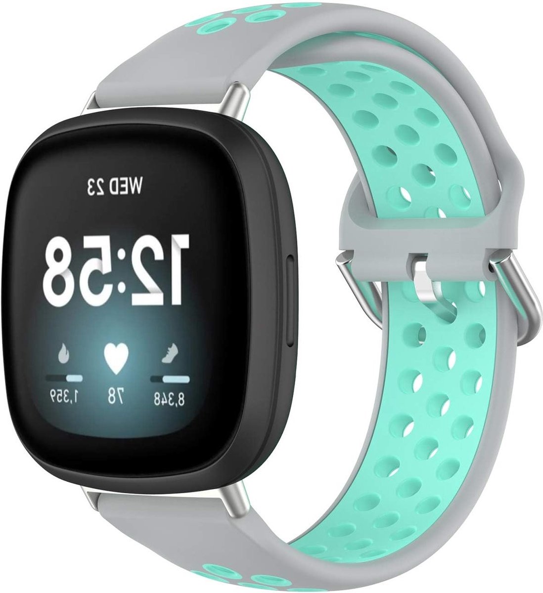 Zachte Siliconen Band voor Fitbit Versa 3 en Sense, Ademend en Snelle Bevestiging, Comfortabele Sportarmband