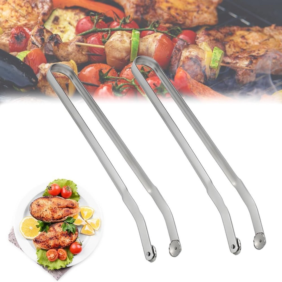 BBQ Soepel Worsten Draaier met Lange Handvat en Wieltjes