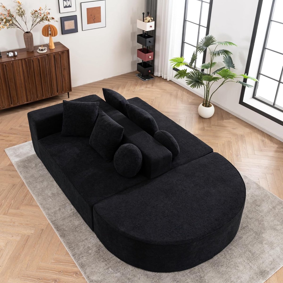 Modulaire Cloud 5-Zits Bank Boneless Sofa 263x171x40 cm – Luxe Segment Bank zonder Montage, Convertible L/U Vorm Woonkamer Slaapbank Comfort