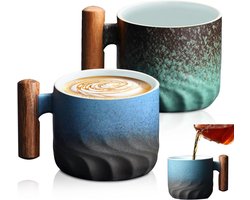 Set van 2 Porseleinen Koffiekopjes, Keramische Mok voor Espresso, Cappuccino en Latte, 70ml Theekopjes voor Thuis en Kantoor