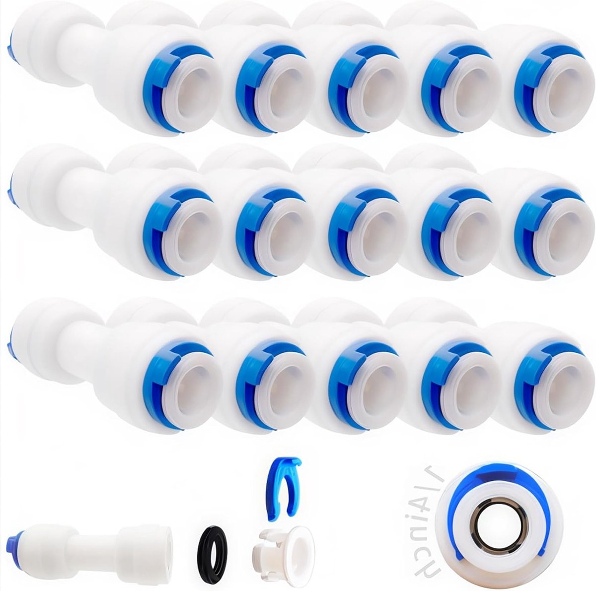 15-delige Universele Aansluitset voor Waterleidingen, RO Waterfilter Fittingen, 6.35mm (1/4 inch) Pushfit Stekker voor Waterleidingen en Koelkastslangen