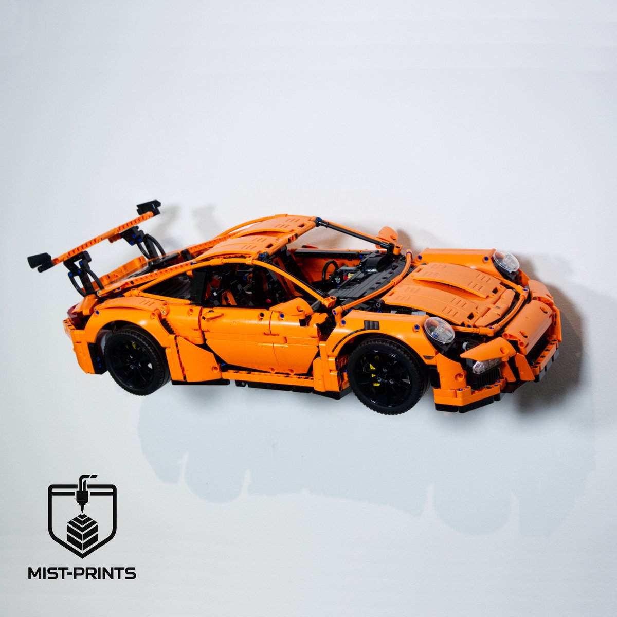 Mist-Prints - Wandbeugel voor bouwset 42056 - Muurhouder voor sportwagenmodel - LEGO compatibel - Zwart - 3D-geprint