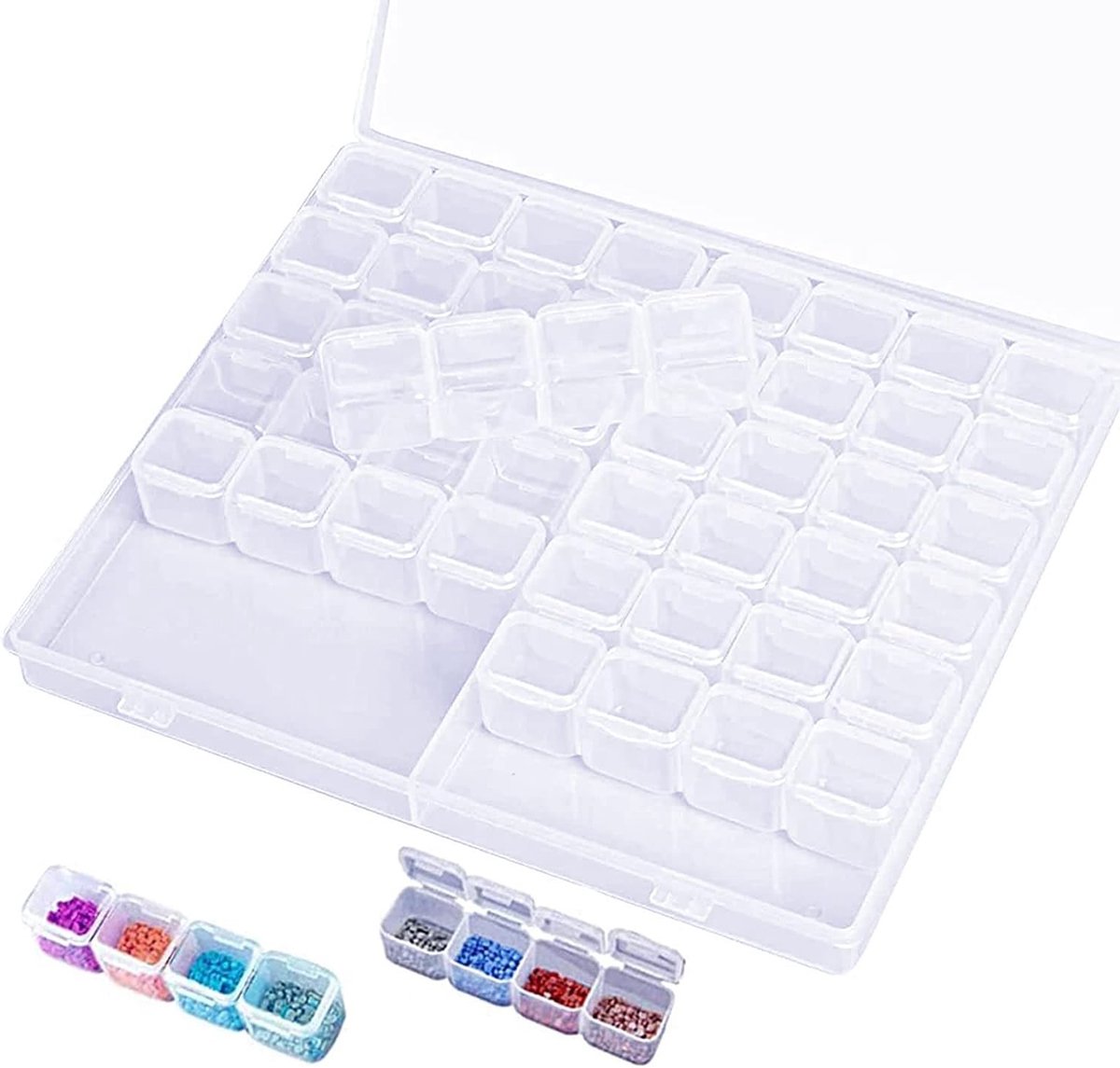 Opslagdoos met 56 vakken voor parels, diamanten schilderen en knutselmaterialen - Plastic sieradenbox voor rhinestones en accessoires