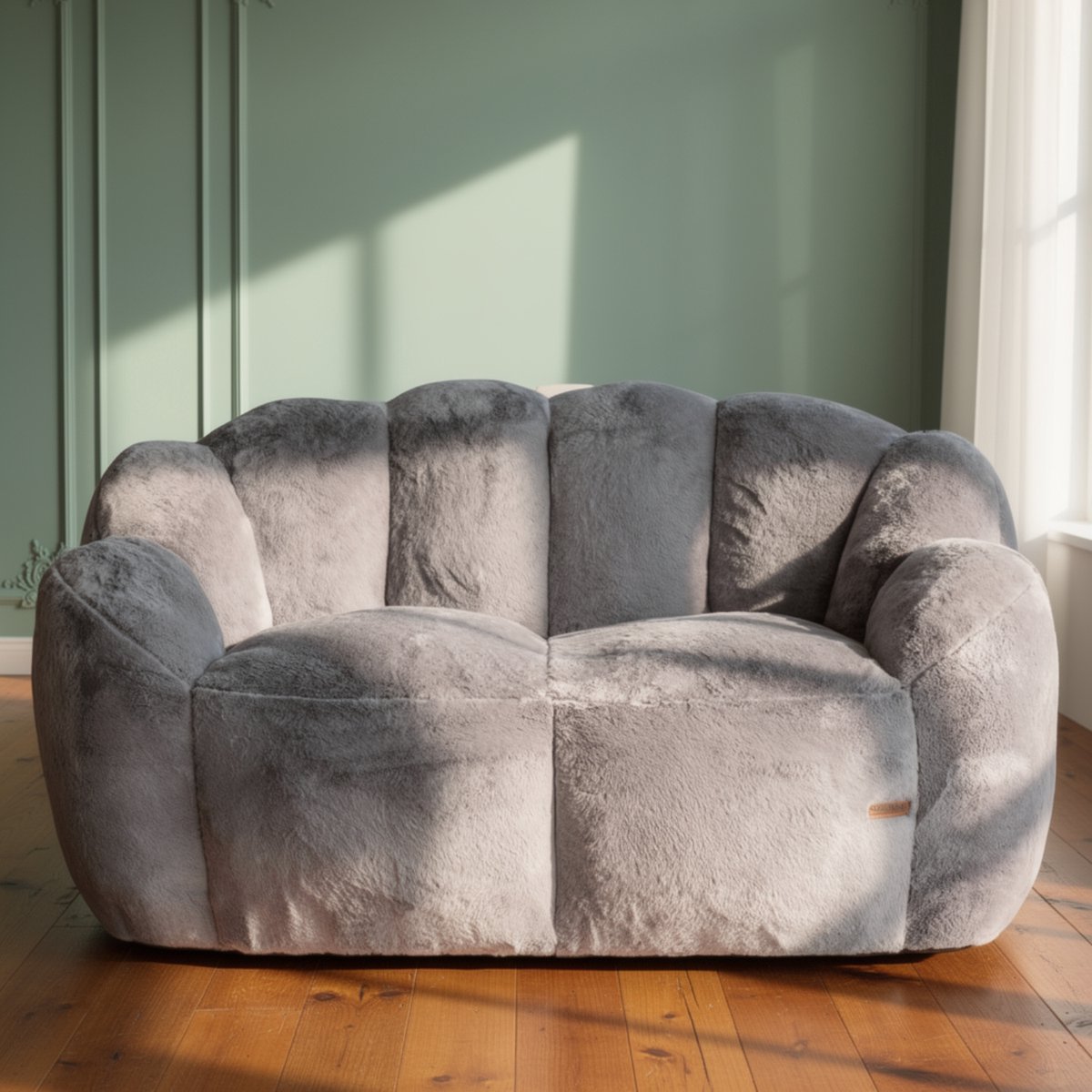 MAXYOYO Bean Bag, Floral Shaped 2-Seater Sofa with Memory Foam Filling, Soft Faux Fur Bean Bag Giant for Living Room, Bedroom