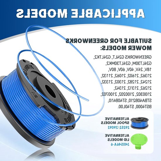 4 Stuks Grastrimmer Spoel Vervangingsdraad voor 1.65 mm Dikte - Geschikt voor Diverse Modellen - 4.9 m Lengte met 1 Dop — afbeelding 2