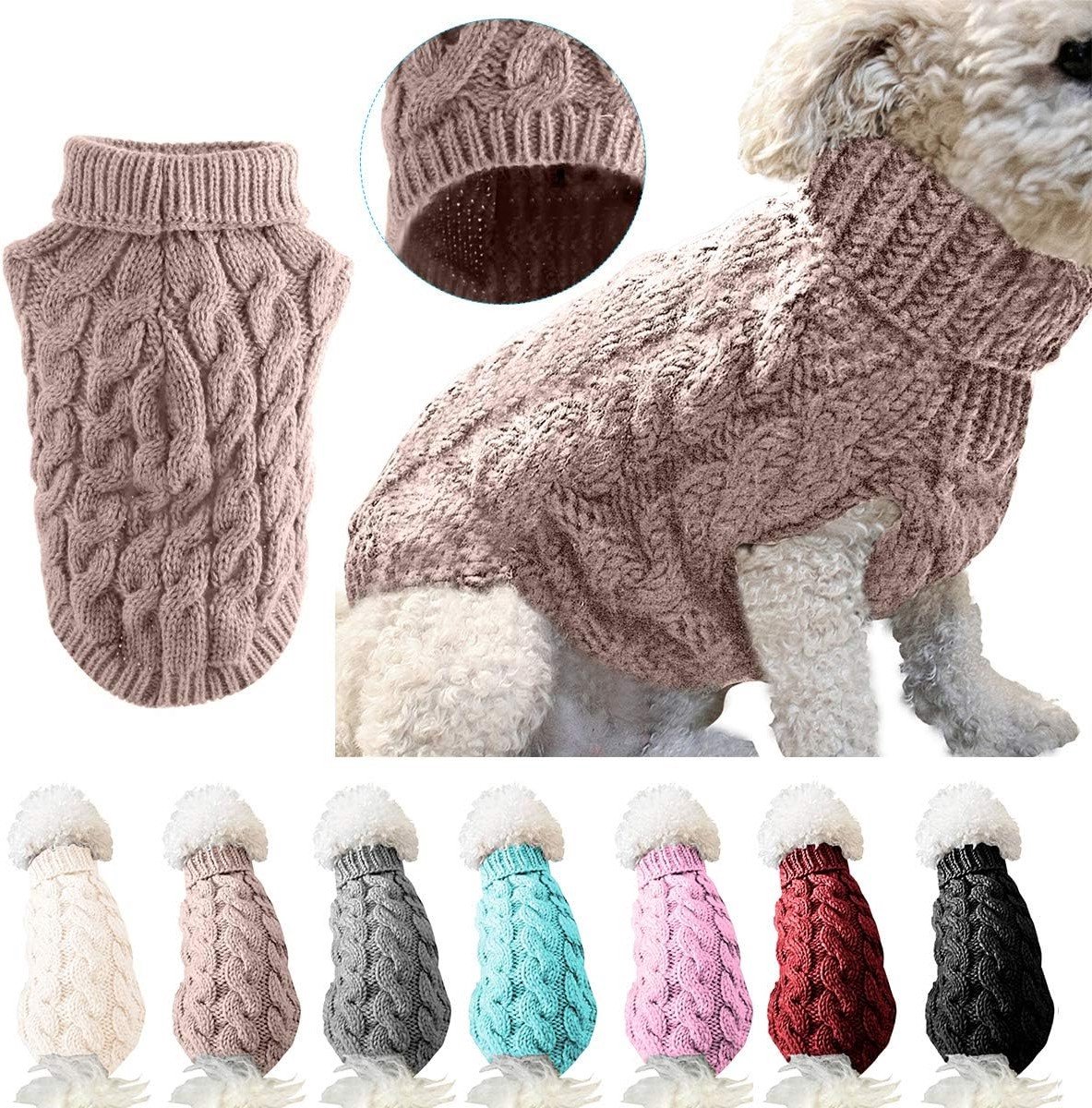 Turtleneck Gebreide Trui voor Honden en Katten - Warme Pullover voor Kleine, Middelgrote en Grote Huisdieren - Perfect voor de Winter