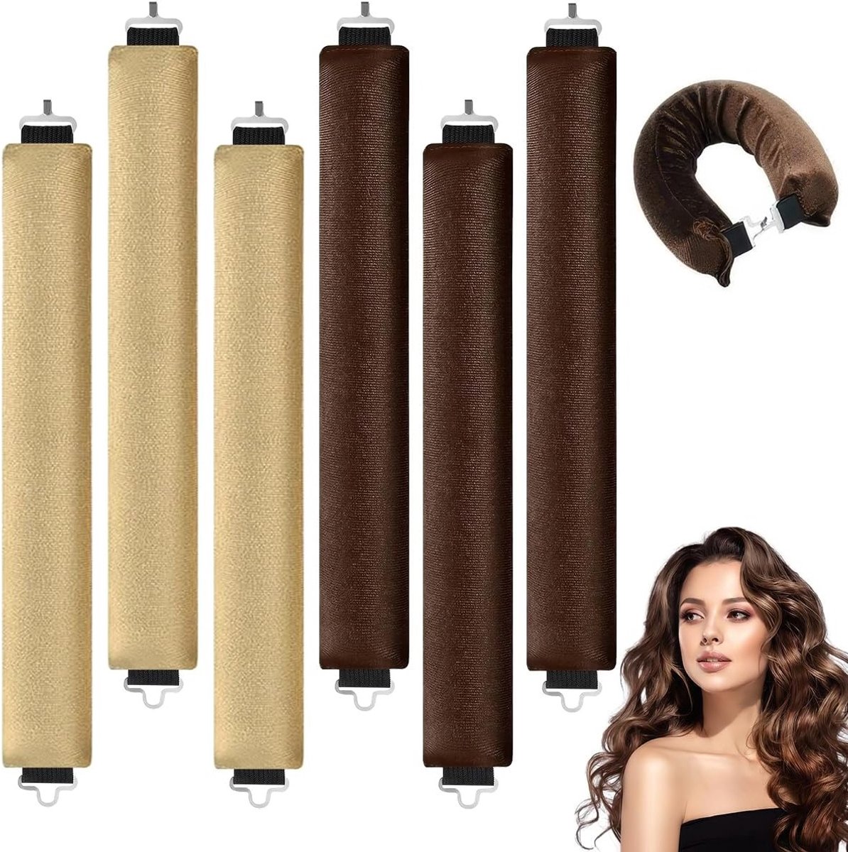 6 Stuks Warmtevrije Krulrollers voor Gezonde Krullen, Perfect voor Korte, Middellange en Lange Haarstijlen, Ideaal voor een Nachtelijke Look zonder Hitte