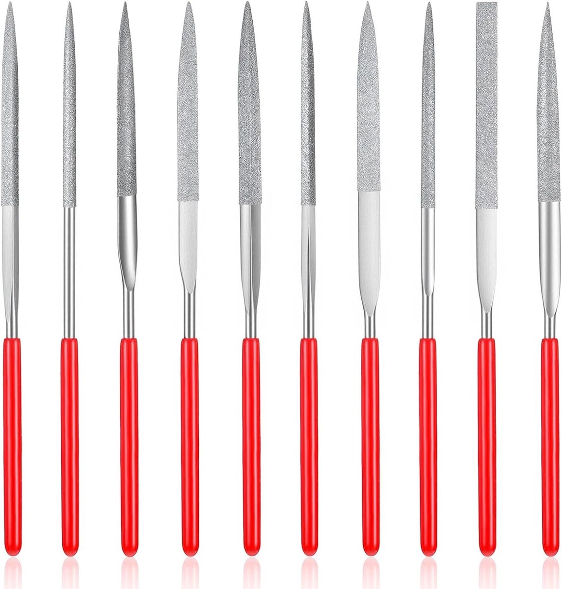 Set van 10 Mini Diamant Vijlenset, 4mm x 140mm, Precisie Vijlenset voor Houtbewerking, 3D Printen en Snijwerkzaamheden
