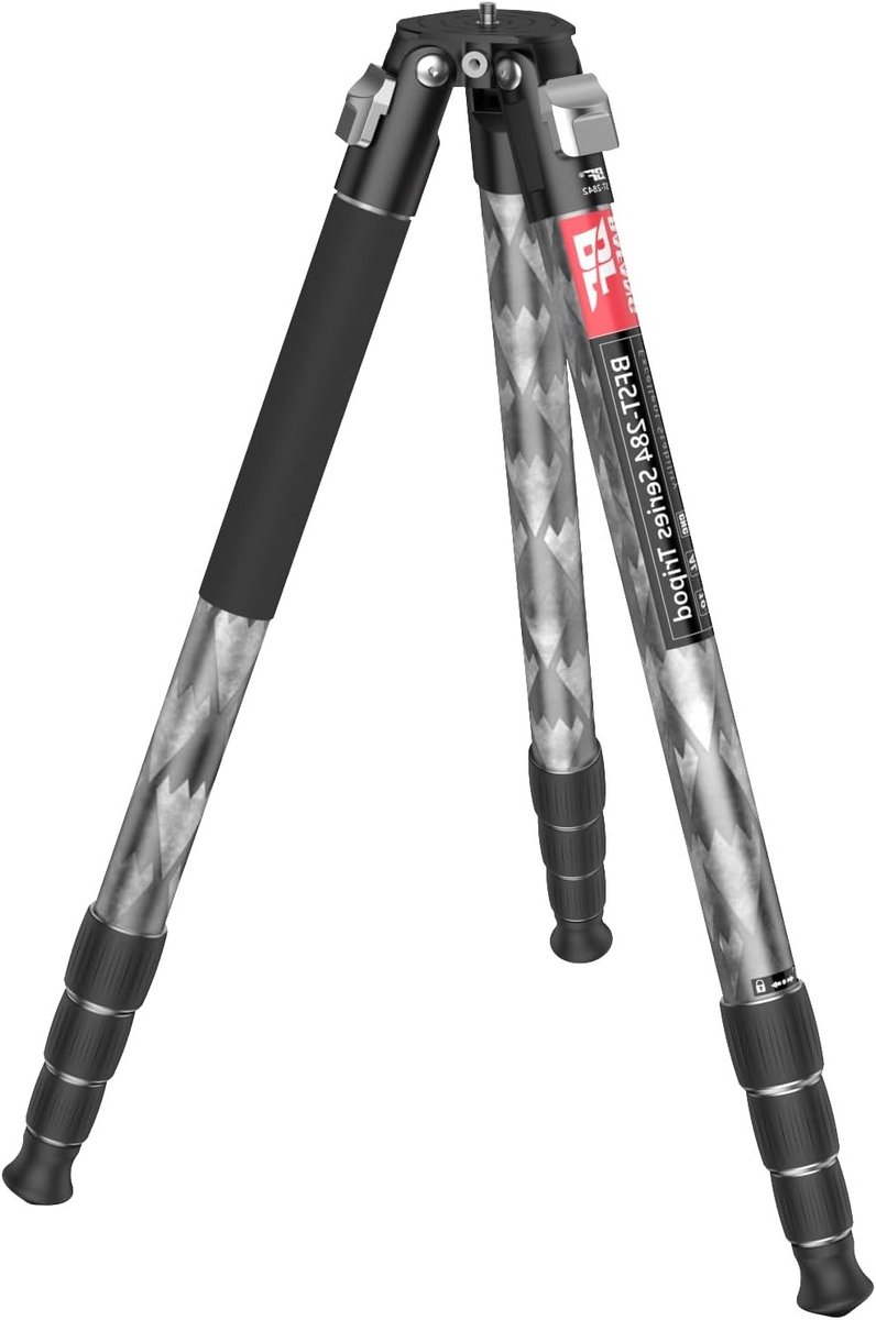Carbon Spiral Tripod met 10 kg Draagcapaciteit, 125 cm Hoog en 480 mm Sneeuwvlok Textuur, Ideaal voor Fotografie en Videografie