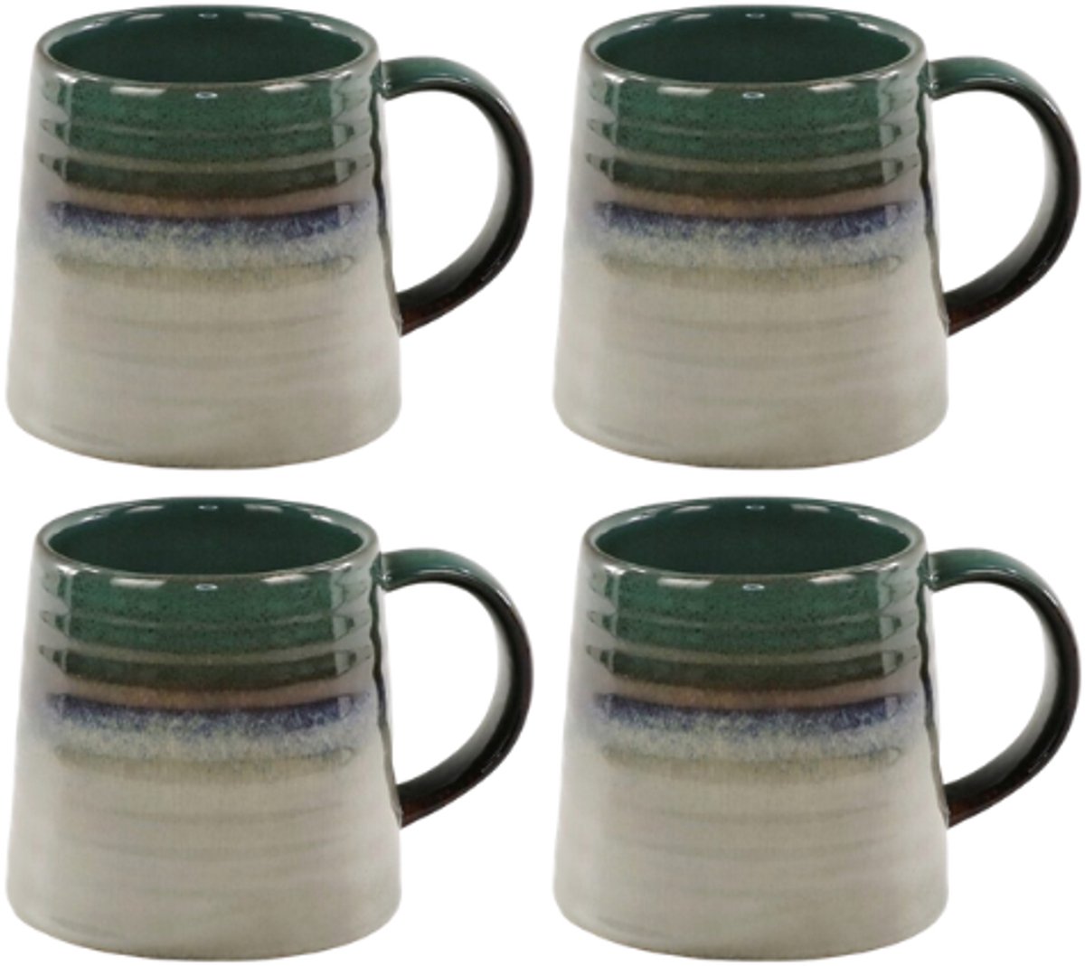 MPLCo - Ombres Mok - Koffiemok - Set van 4 - Theemok - Unieke Beker - Moderne Koffiebeker Servies - Vaatwasser & Magnetron Bestendig - 400ml - Ø10 x 10 cm - Groen-grijs