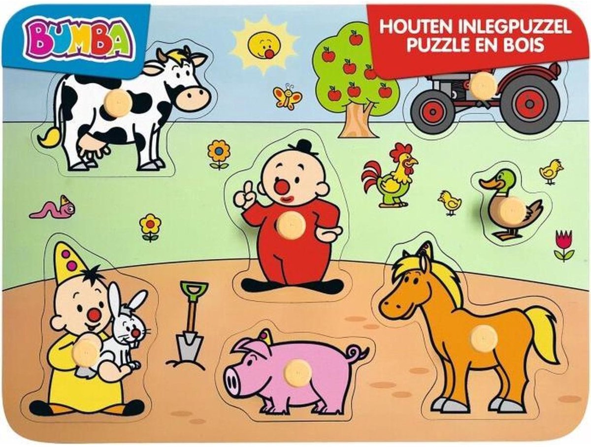 Bumba - Puzzel - Houten Puzzel - Boerderij - 7 puzzelstukken - Met nopjes - FSC 100% — afbeelding 2
