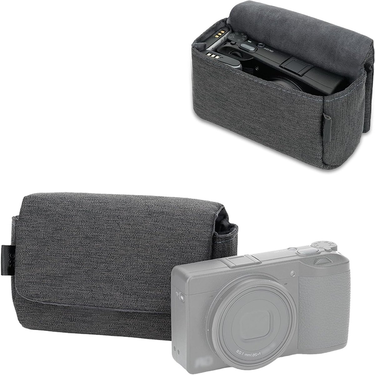 Compacte Camera Tas van Duurzaam Polyester Oxford met Magneetsluiting voor Ricoh GR IV IIIx III II, Sony RX100 III IV V VI, Canon G7X Mark III II en Opslag voor 2 Batterijen en SD TF Kaarten