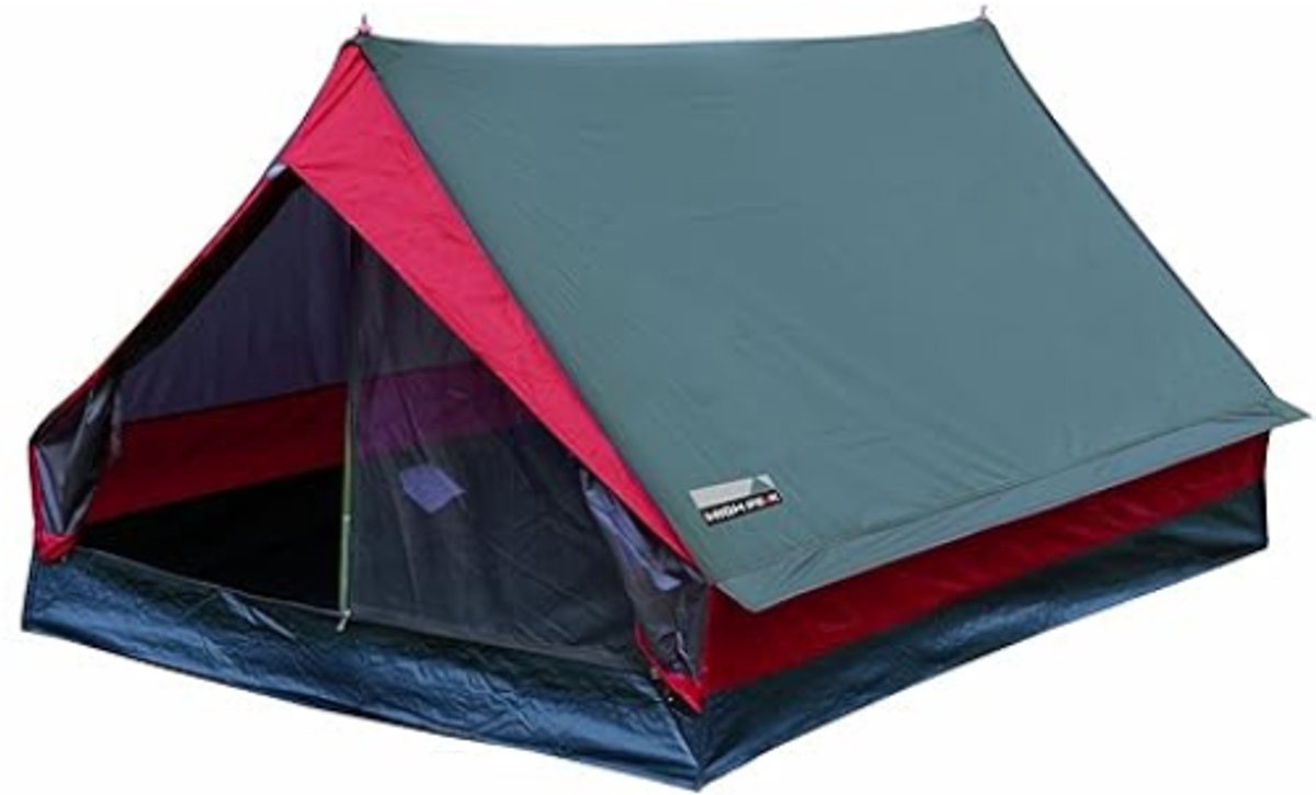 High Peak Minipack 2 Persoons Tent - Lichtgewicht Kampeertent voor 2 Personen - Compacte Driehoekstent voor Wandelen, Trekking & Festivals - 190 x 120 x 95 cm - Slechts 1,53 kg - Blauw/Grijs
