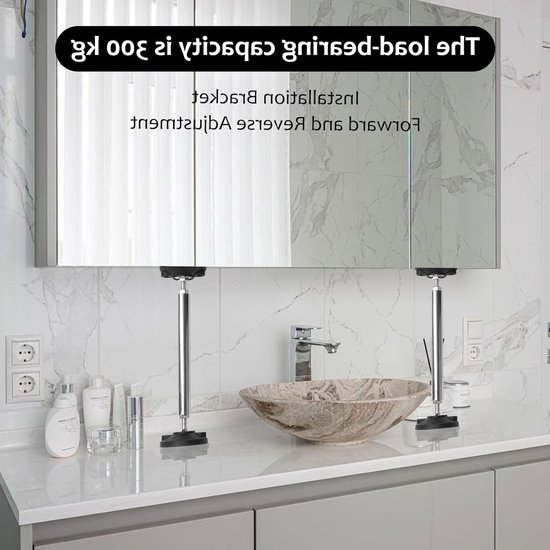 Verstelbare telescopische steunbalken voor wandkasten, badkamerkasten en TV-meubels - Hoogte 38-52 cm, tot 300 kg draagvermogen, 2 stuks van Merkloos — afbeelding 3