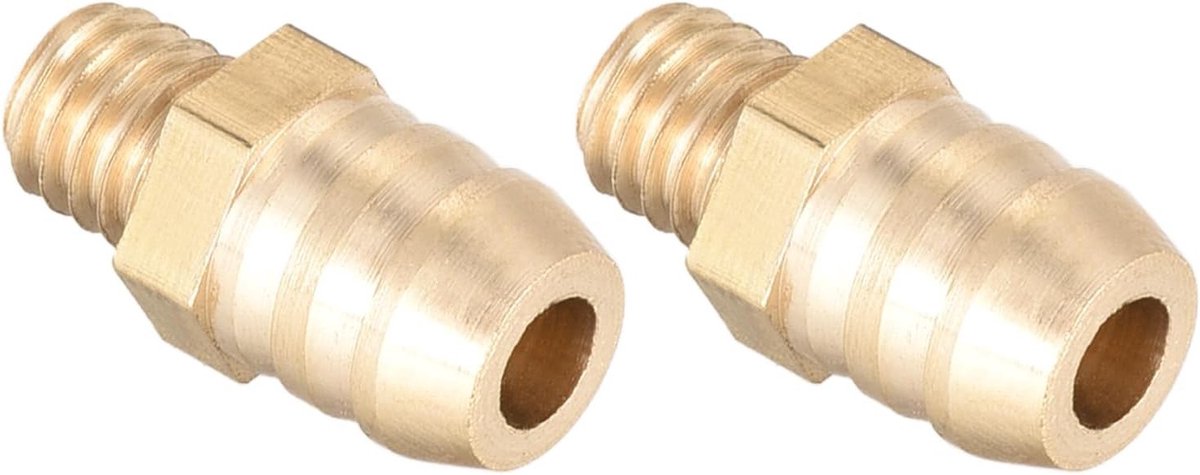 SnelShoppen - 2 Stuks Messing Slangverbindingen M6-1 Man x 8mm Plug - Voor Brandstof, Lucht, Water, Olie, Gas - Duurzaam en Betrouwbaar