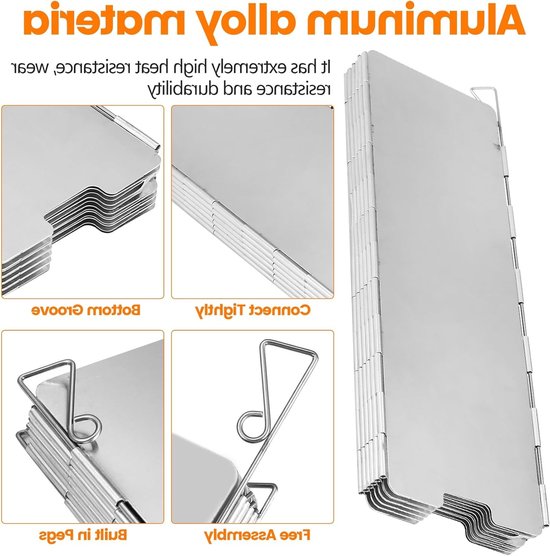 Camping Kooktoestel Windscherm Set met 12 Aluminium Platen voor Buiten, Kamperen en Motorhome, Inclusief Opbergdoos van Merkloos — afbeelding 2