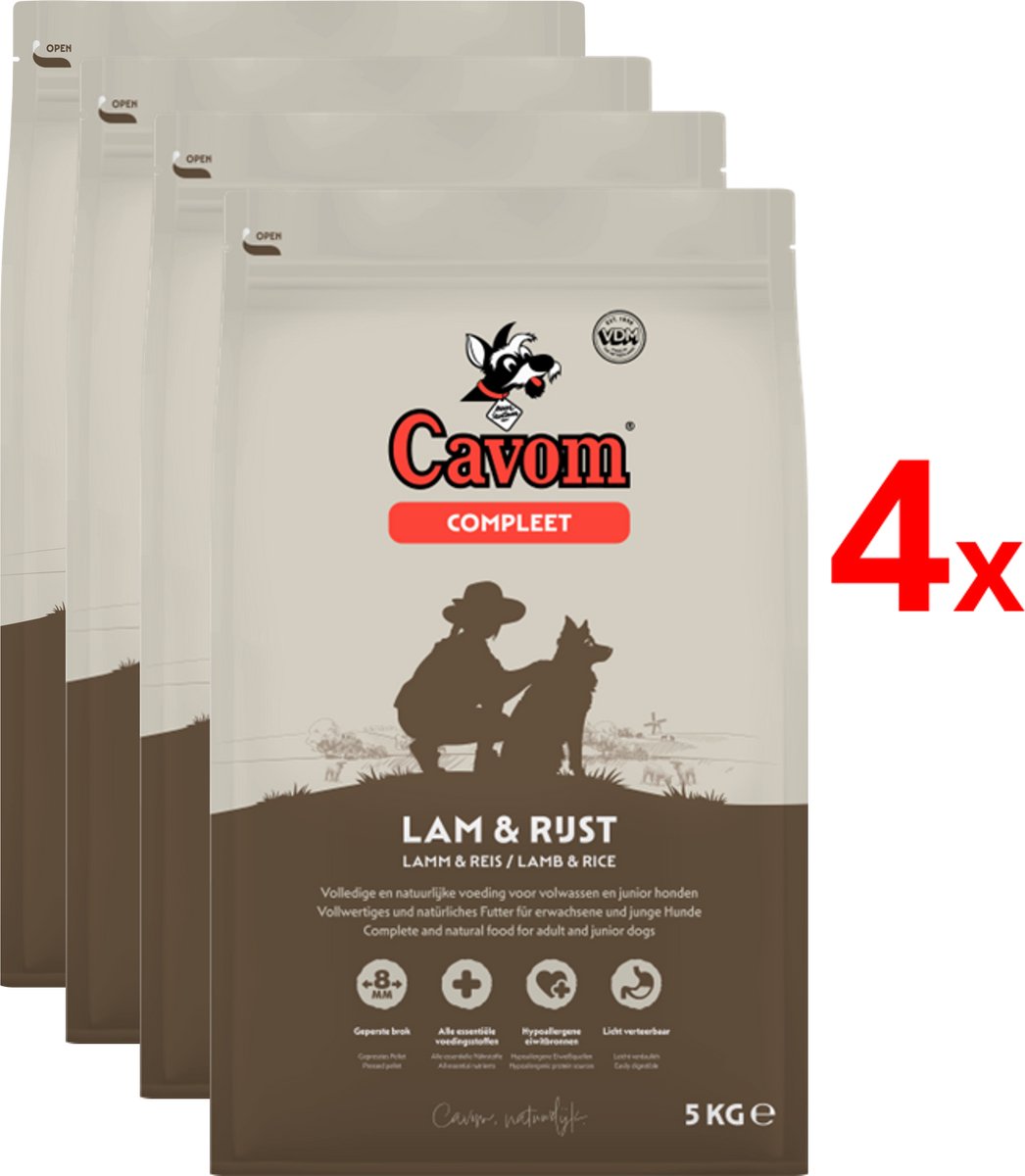Cavom Cavom Compleet - Lam & Rijst - Hondenvoer - 4 x 5kg
