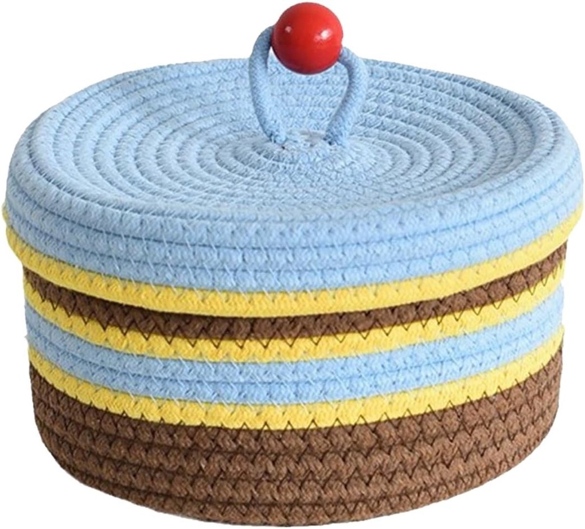 Decoratieve Opbergmand van Geweven Katoen met Deksel - Multifunctionele Organizer