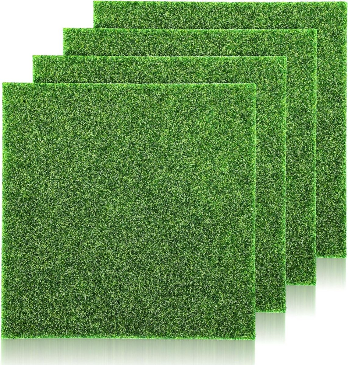 Fake Grass Decoratie - 4 Pcs Kunstgras - 6 x 6 Inch Groene Miniatuur Gras Vierkanten voor Buiten Decoratie en DIY Ornamenten