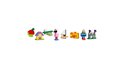 Diverse LEGO bouwwerken: appel, huisje, boot, kasteel, robot, vis en meer.