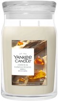 Amber & Sandalwood Yankee Candle geurkaars met twee lonten, 567g.