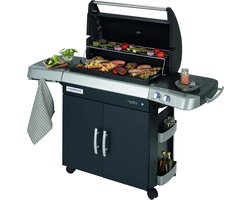 Gasbarbecue 171 x 66 x 150 cm – 3 Branders BBQ Grillwagen met Keramische Infraroodbranders, Groot Gietijzeren Grilloppervlak, Dekselthermometer, Zijtafels & InstaClean Systeem – HomebyNicole