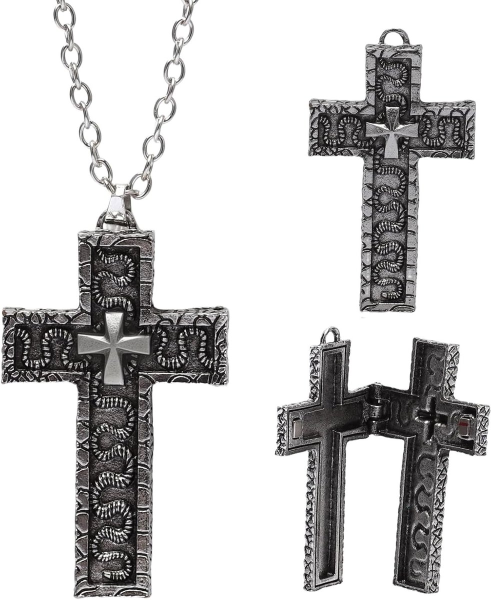 Moderne Kruis Ketting met Geheime Doos en Opvallende Hangertje, Perfect voor Cosplay, Kostuums en Dagelijkse Mode voor Mannen en Vrouwen
