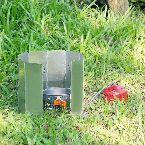 Vouwbare Aluminium Windscherm voor Buiten Campingstoof, Inclusief Opbergtas en Bescherming tegen Wind van Merkloos — afbeelding 5
