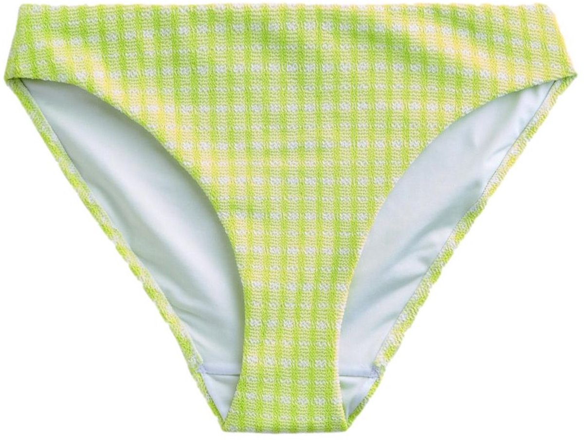 Next Dames - Hoog opgesneden bikinibroekje - Geel Lime Green Gingham Crinkle