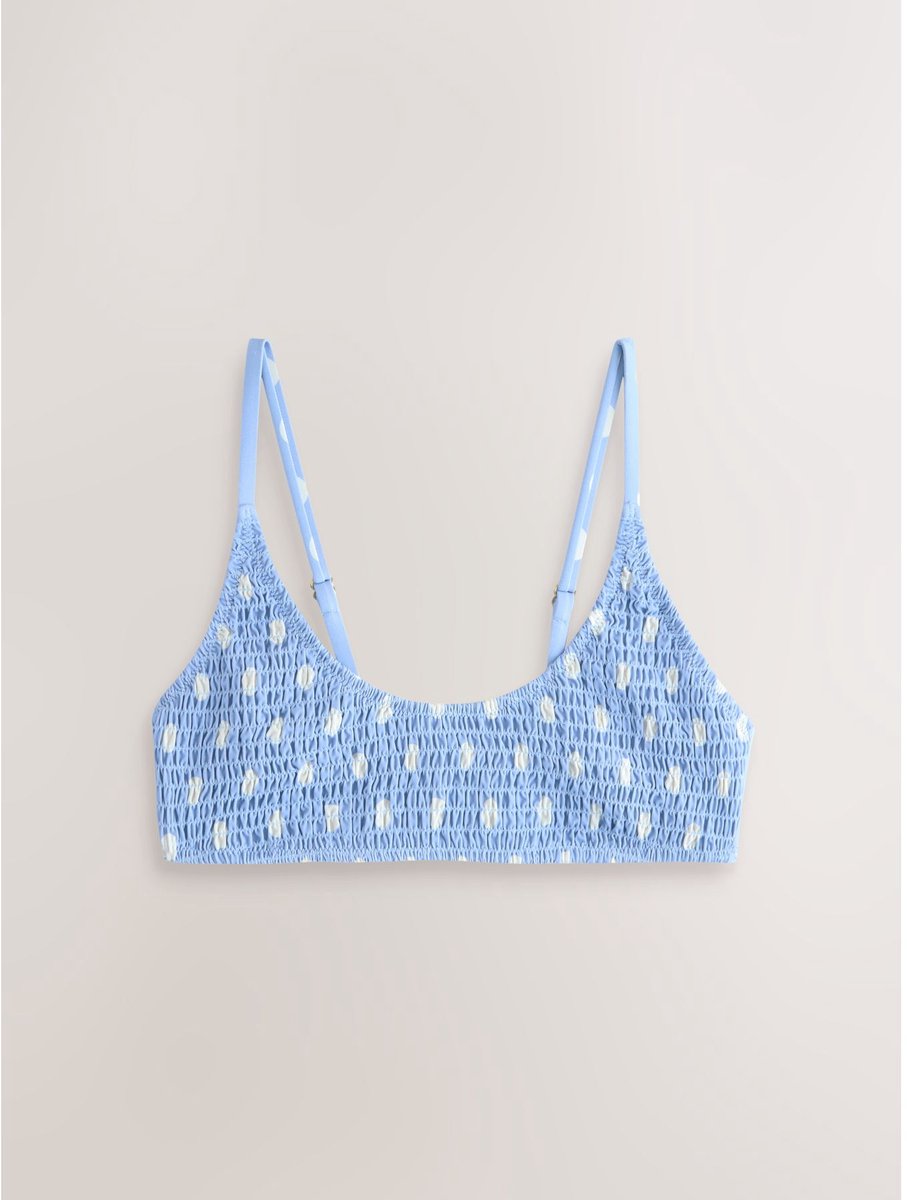 Next - Dames - Gesmokte crop bikinitop - Blauw