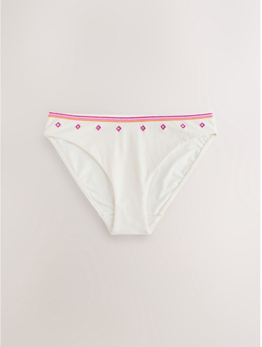 Next Dames - Hoog opgesneden bikinibroekje versierd met lovertjes - Crème Cream/Pink